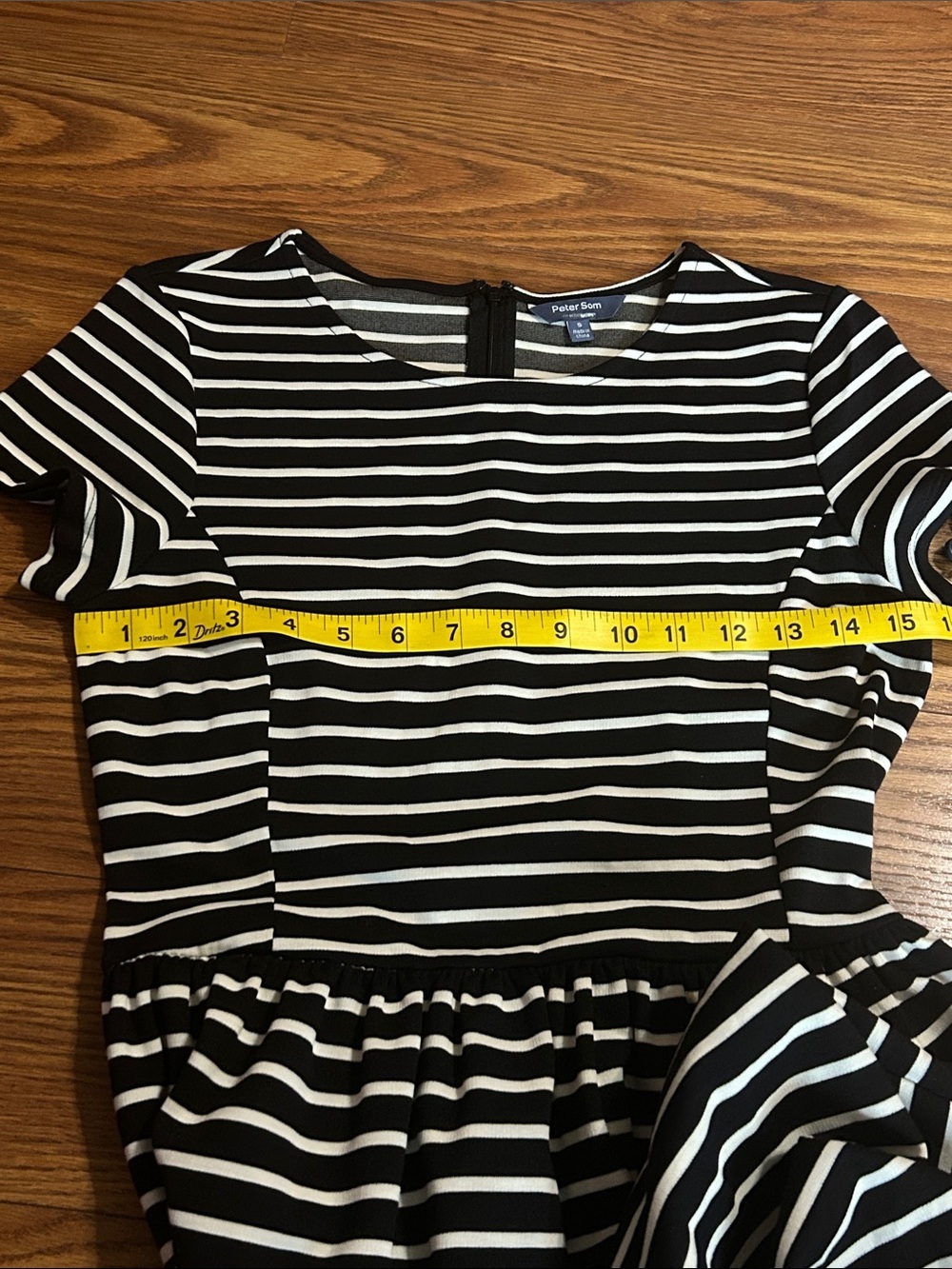 NWT Peter Som Black and White Striped Midi Fit-and-Flare Dress Size S Casual - Picture 4 of 7